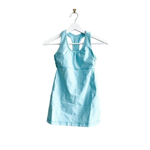 Lululemon Womens Racerback Cutout Yoga Tone It Active Tank Top Angel Blue Size 4 - Picture 1 of 5